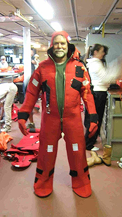 mark in an immersion suit